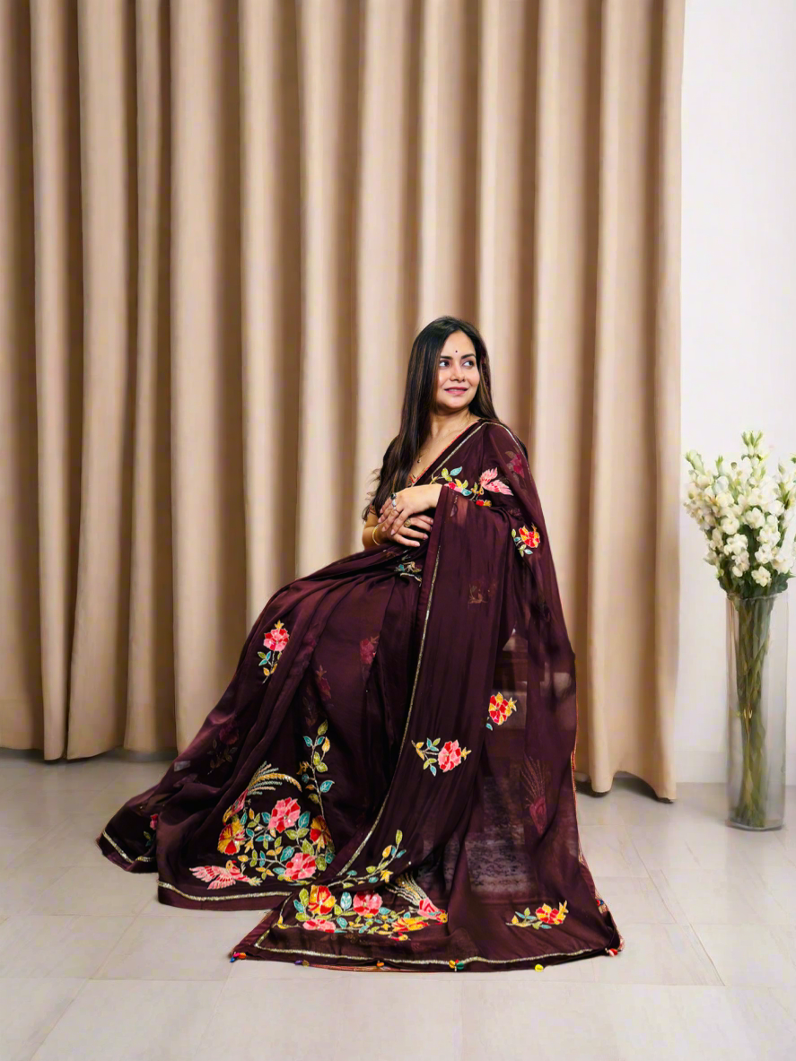 Morbagh Hand Embroidered Saree