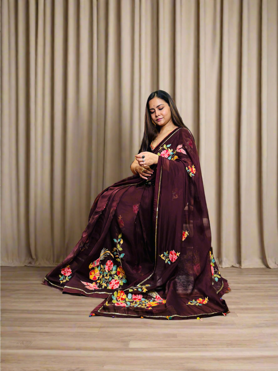 Morbagh Hand Embroidered Saree