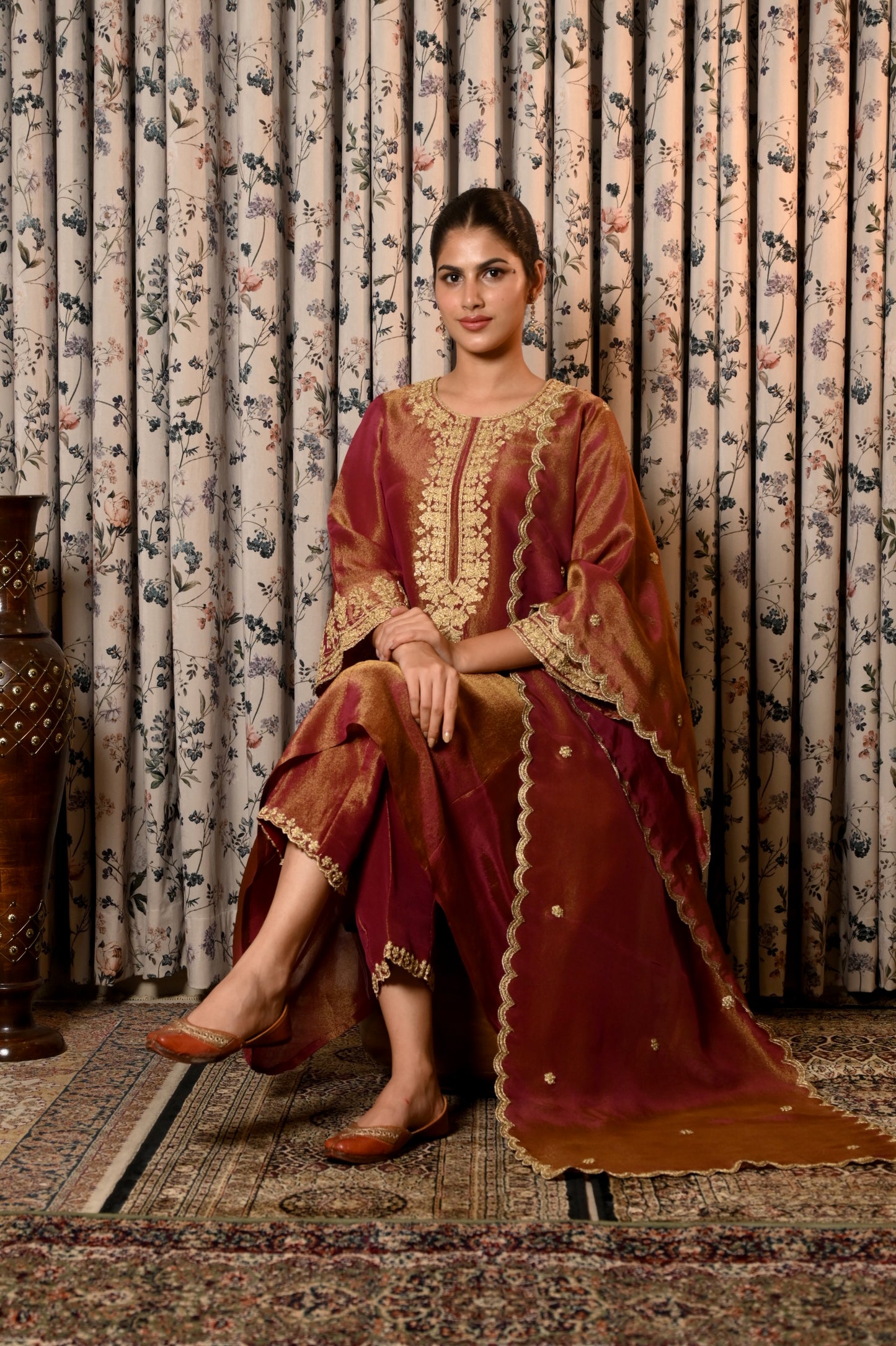 FALAK TISSUE DORI WORK KURTI SET