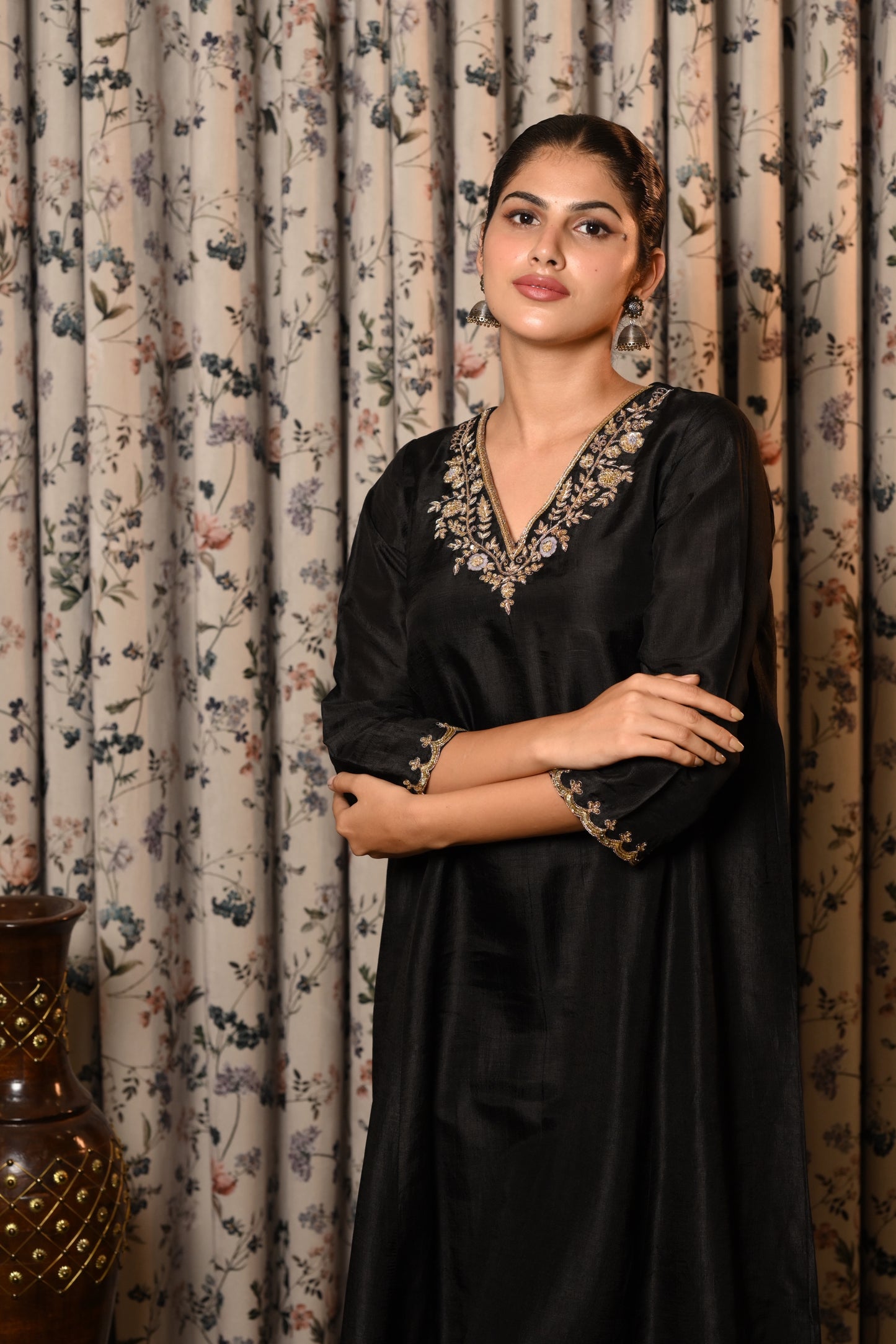 TRIYAMA HAND EMBROIDERED A-LINE KURTI PANT