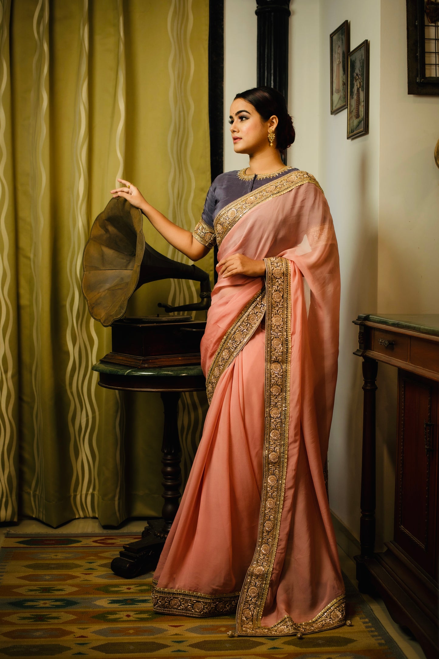 Dense Zardozi Hand Embroidered Silk Organza Saree