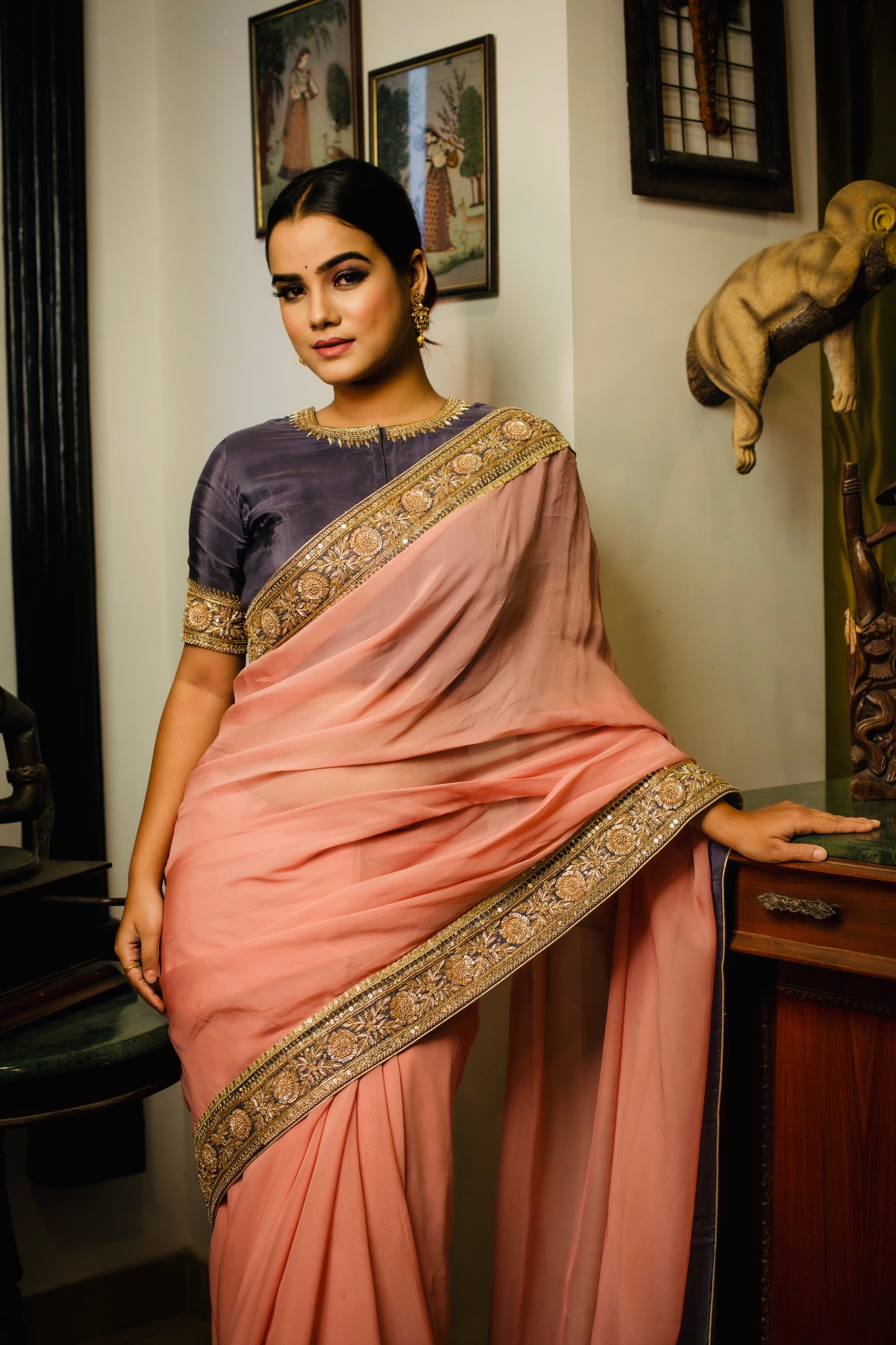 Dense Zardozi Hand Embroidered Silk Organza Saree