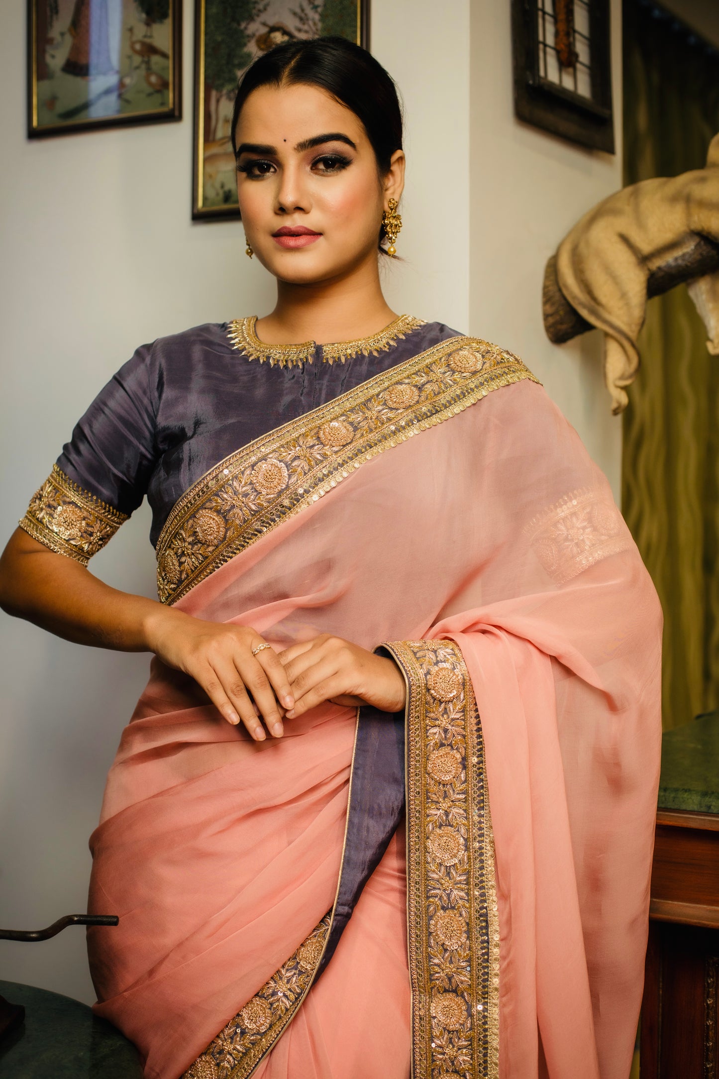 Dense Zardozi Hand Embroidered Silk Organza Saree