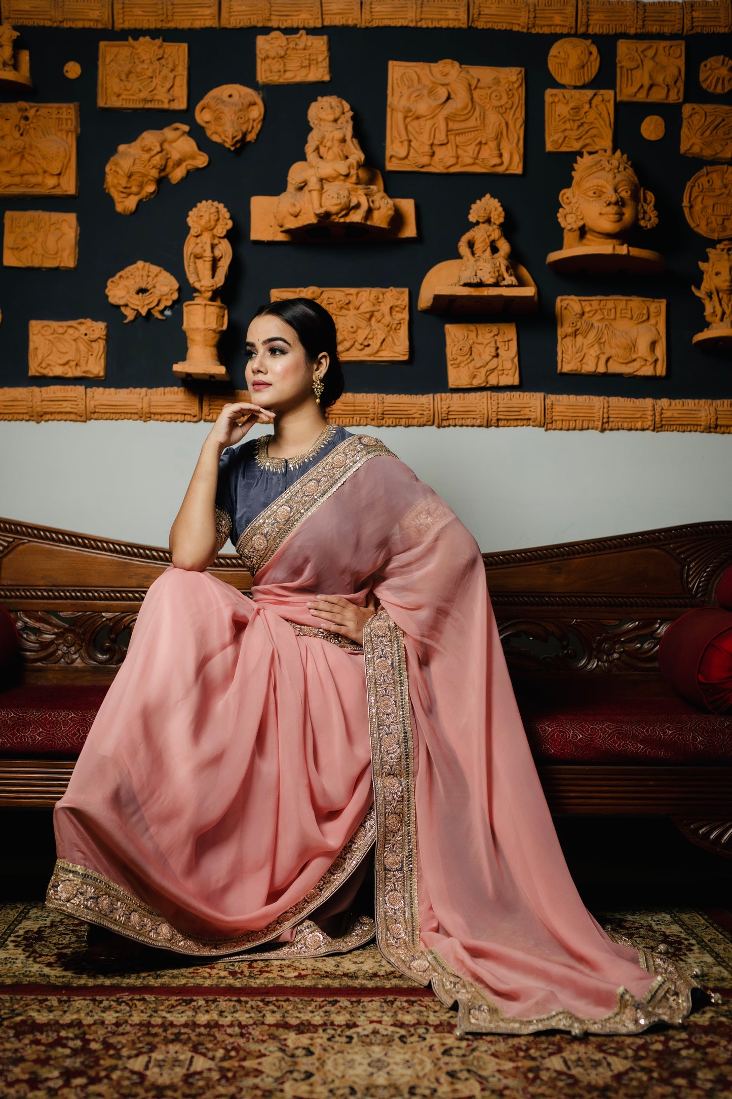Dense Zardozi Hand Embroidered Silk Organza Saree