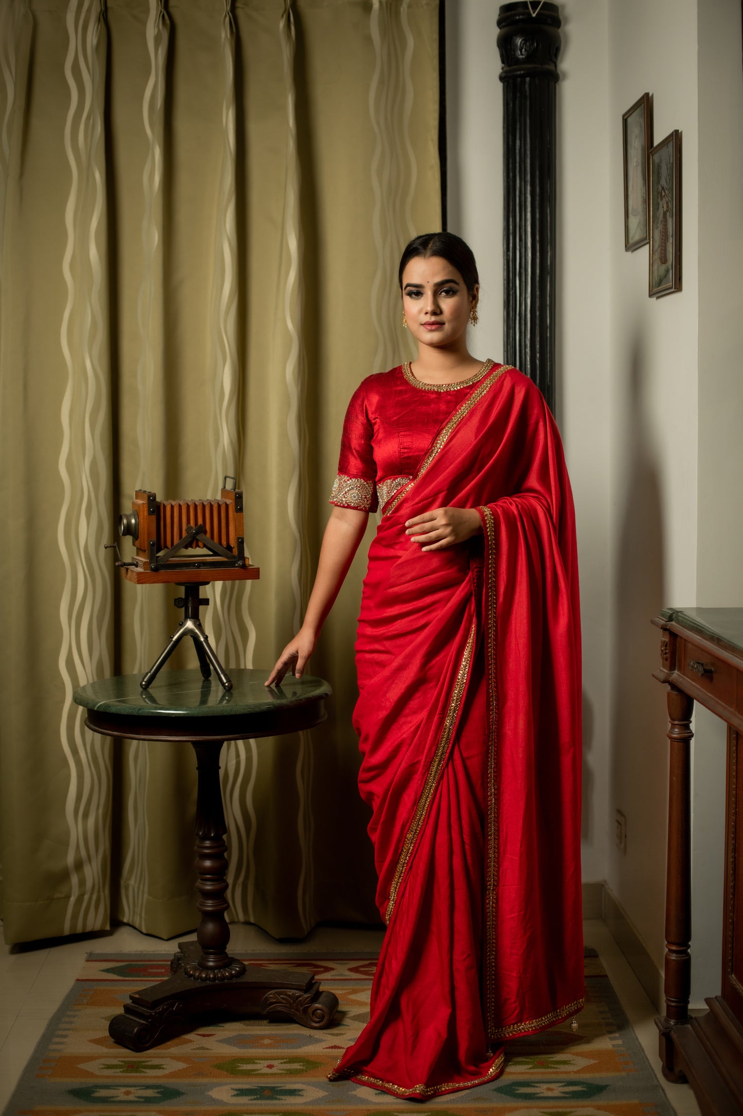 Kundan & Zardozi Hand Embroidered Silk Saree