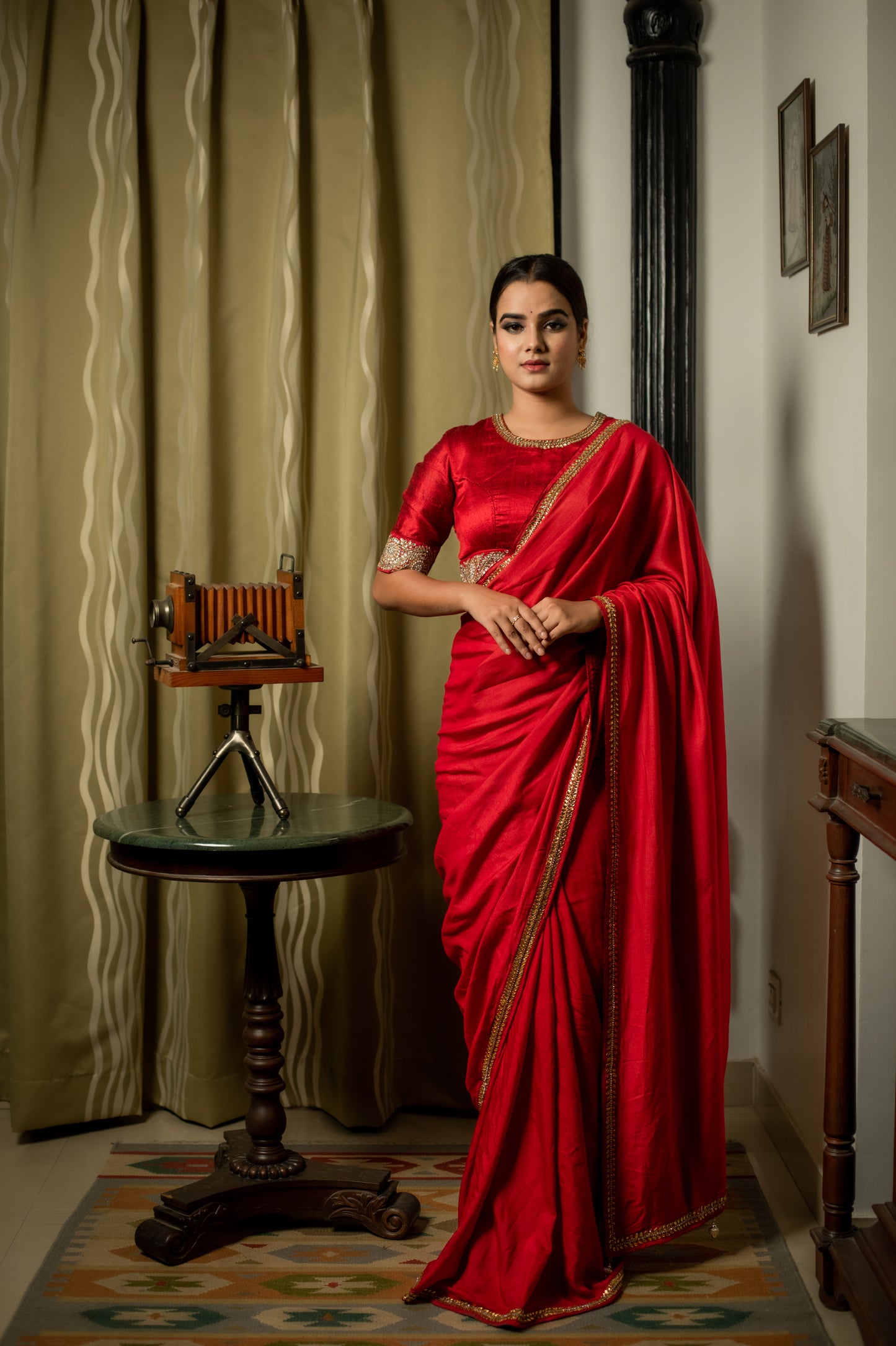 Kundan & Zardozi Hand Embroidered Silk Saree