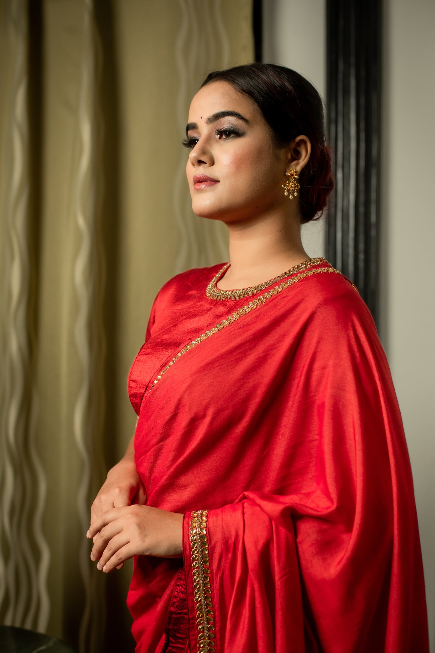 Kundan & Zardozi Hand Embroidered Silk Saree