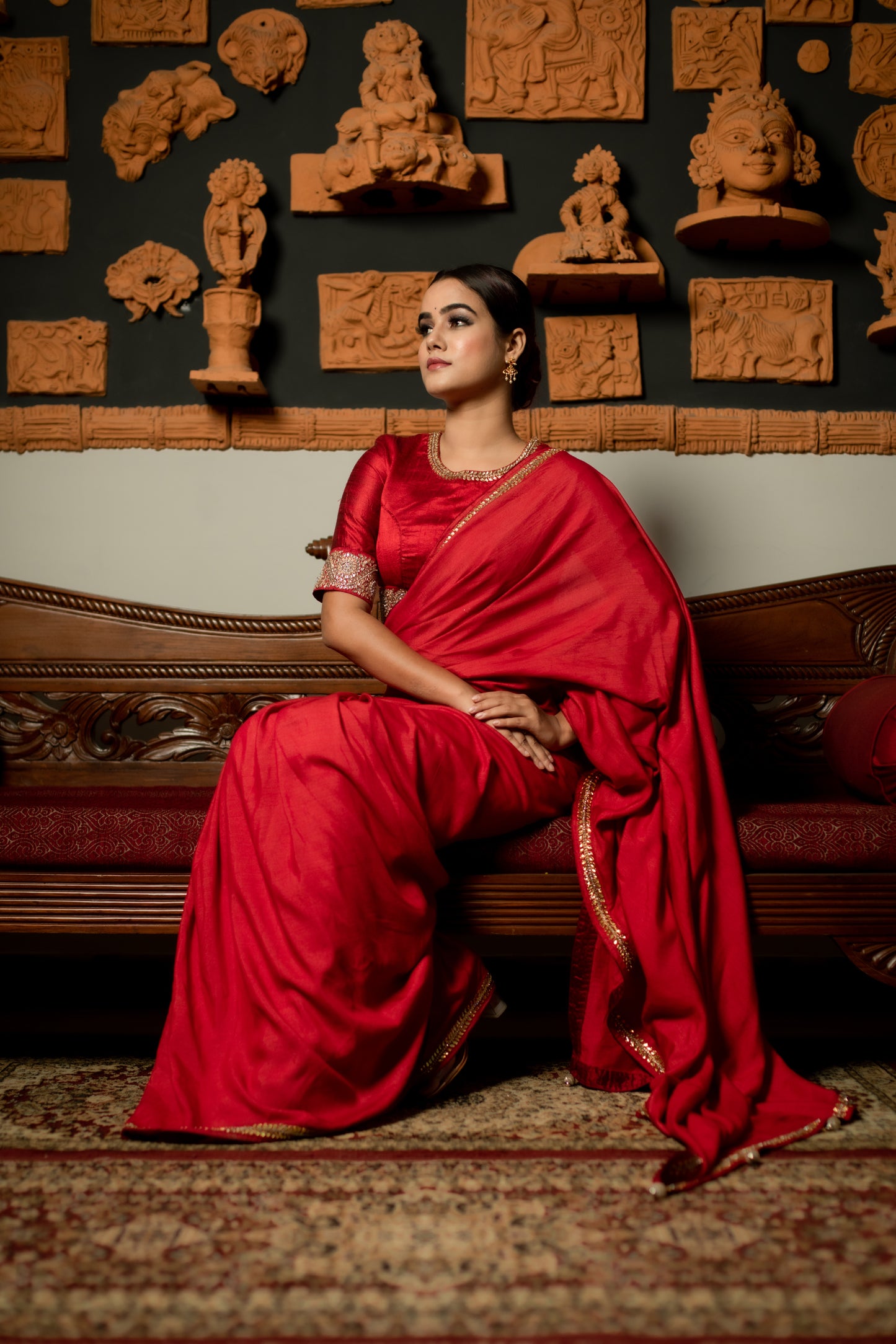Kundan & Zardozi Hand Embroidered Silk Saree