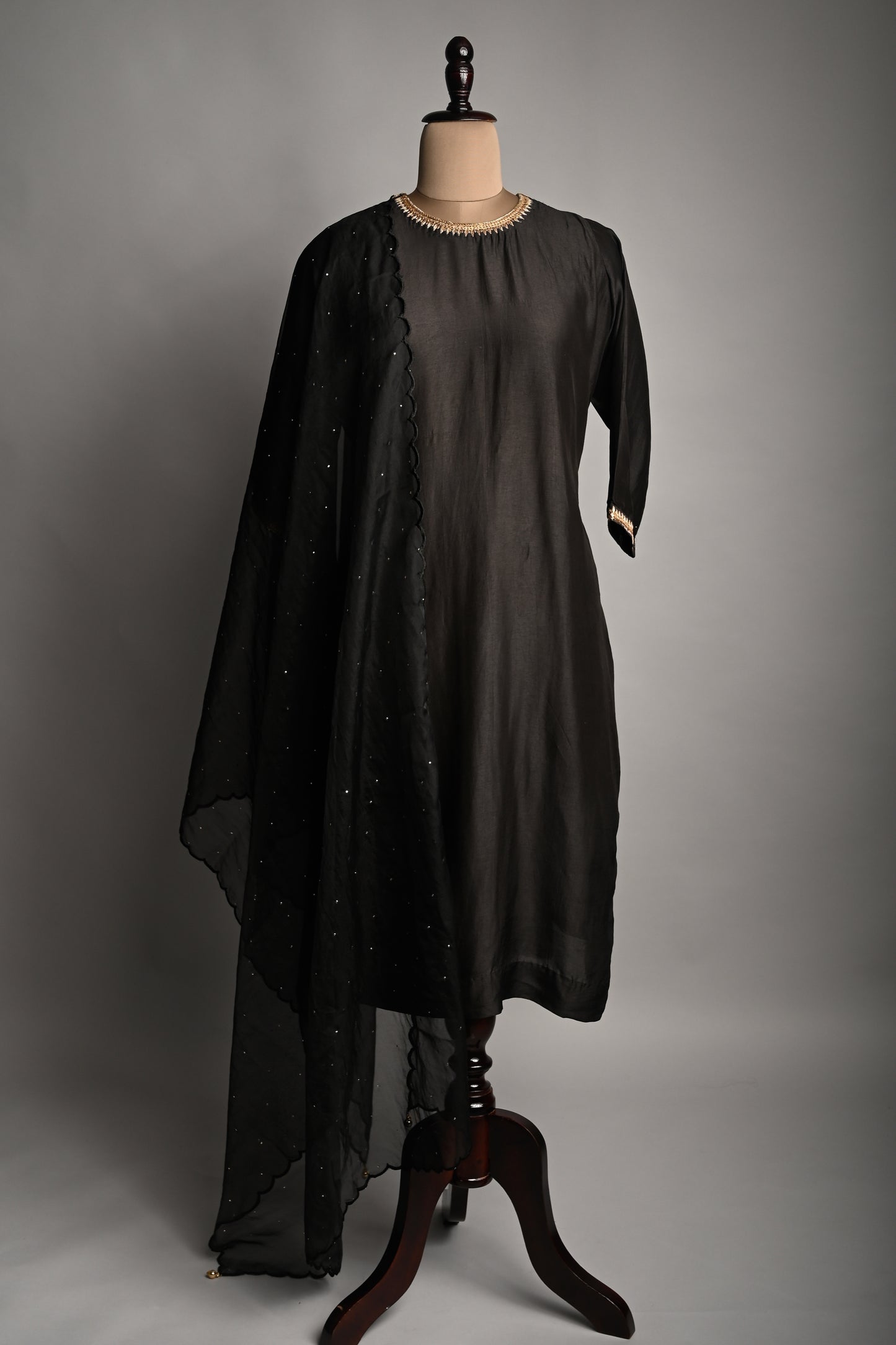 Black Zardozi Hand Embroidered Kurti set