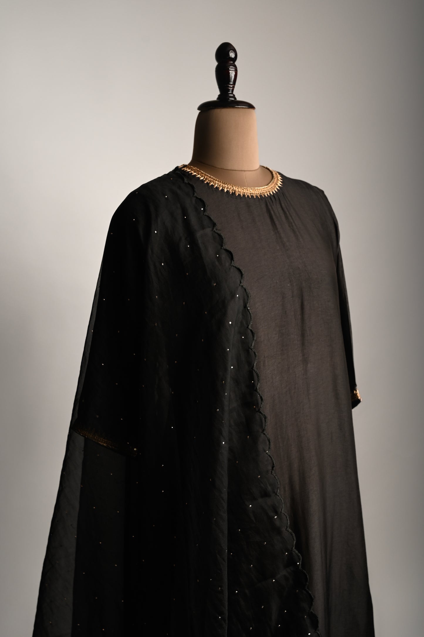 Black Zardozi Hand Embroidered Kurti set