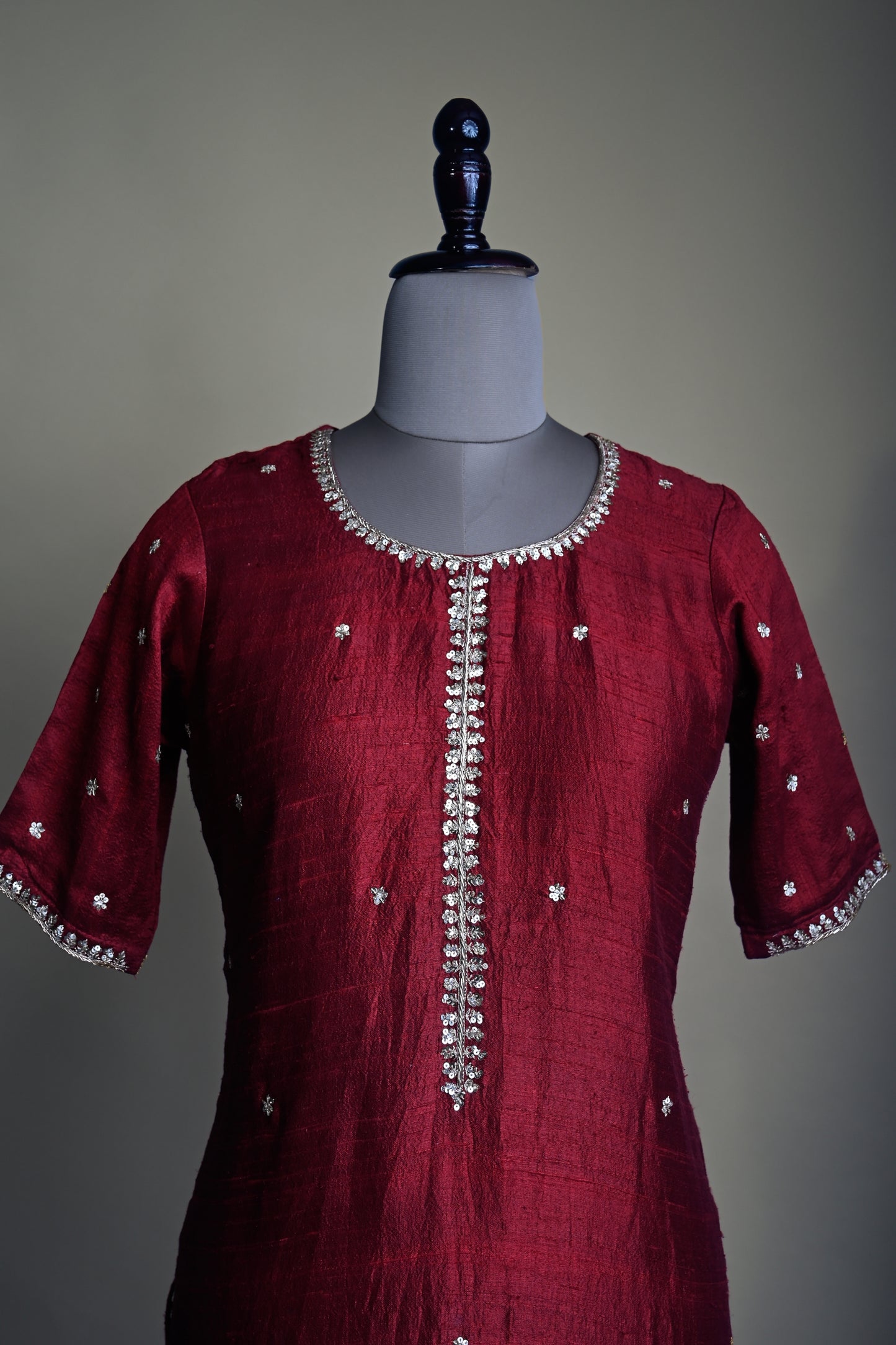 Majestic Maroon hand embroidered Kurti set