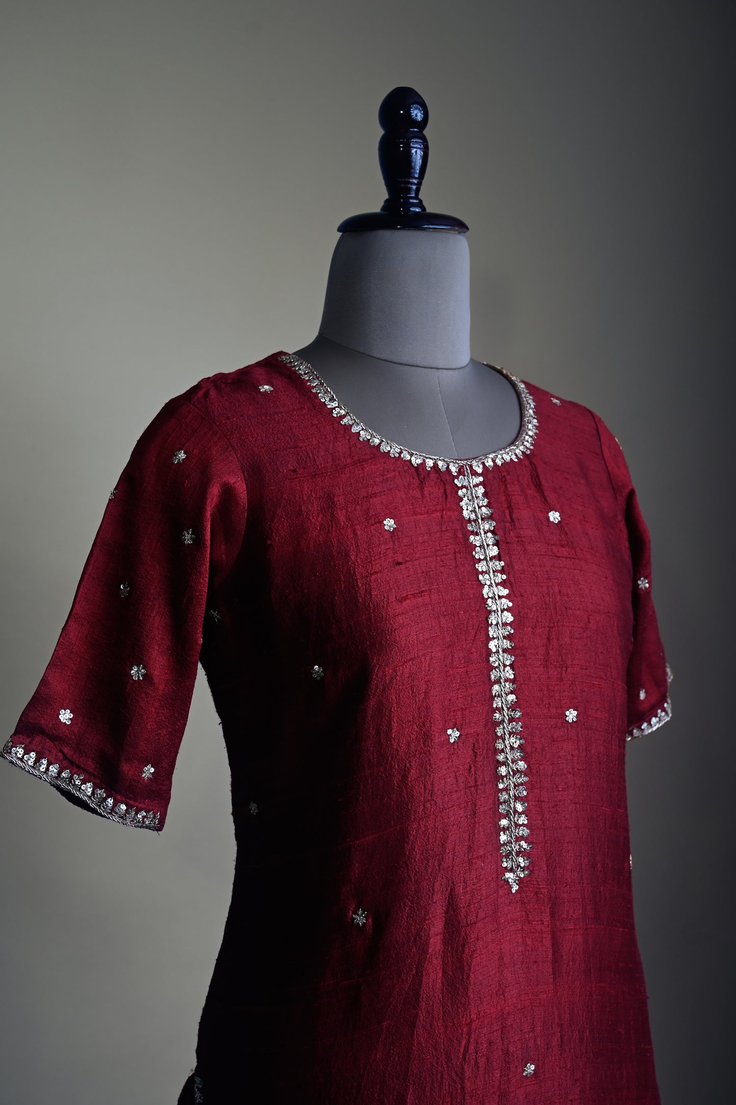 Majestic Maroon hand embroidered Kurti set
