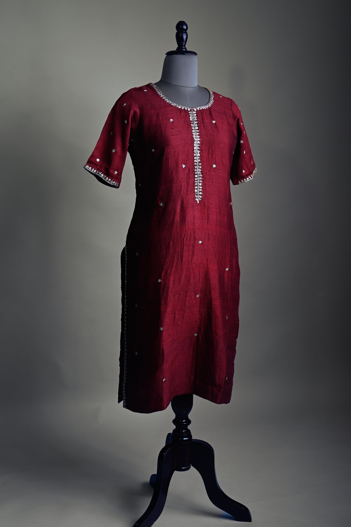 Majestic Maroon hand embroidered Kurti set