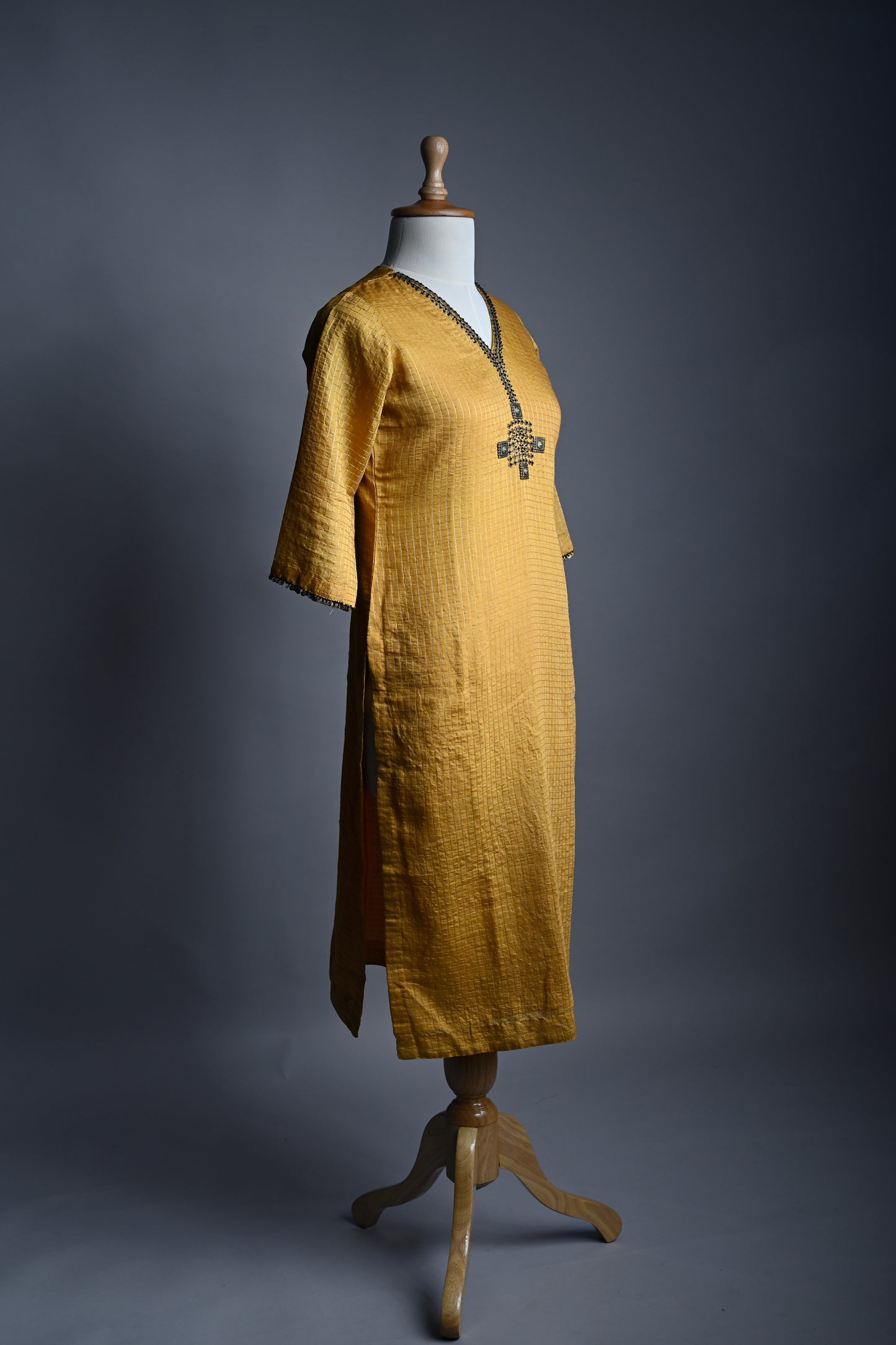 Yellow Ochre Metal Sequins Hand Embroidered set