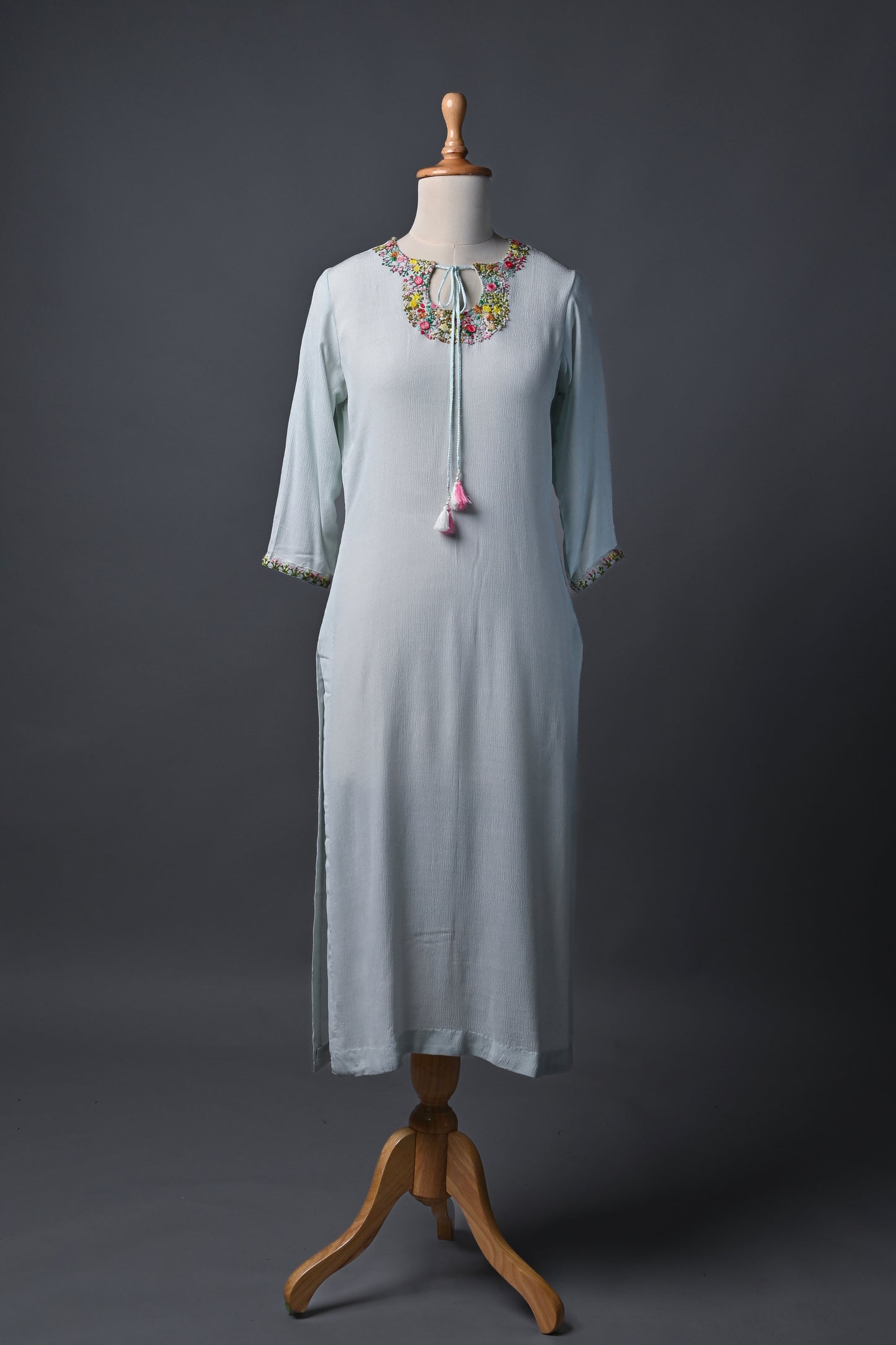 Pastel Ocean Hand Embroidery Kurti set