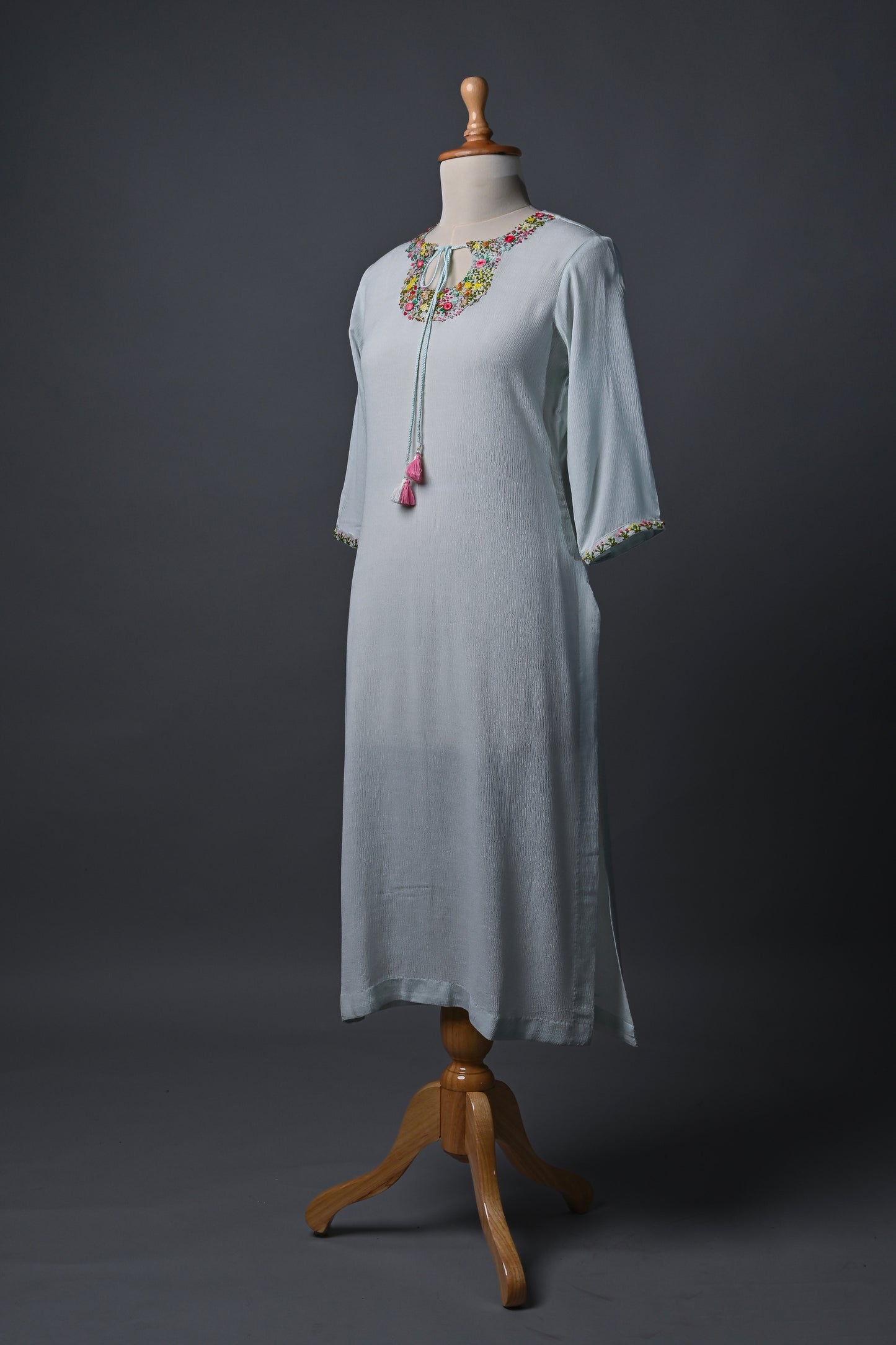 Pastel Ocean Hand Embroidery Kurti set