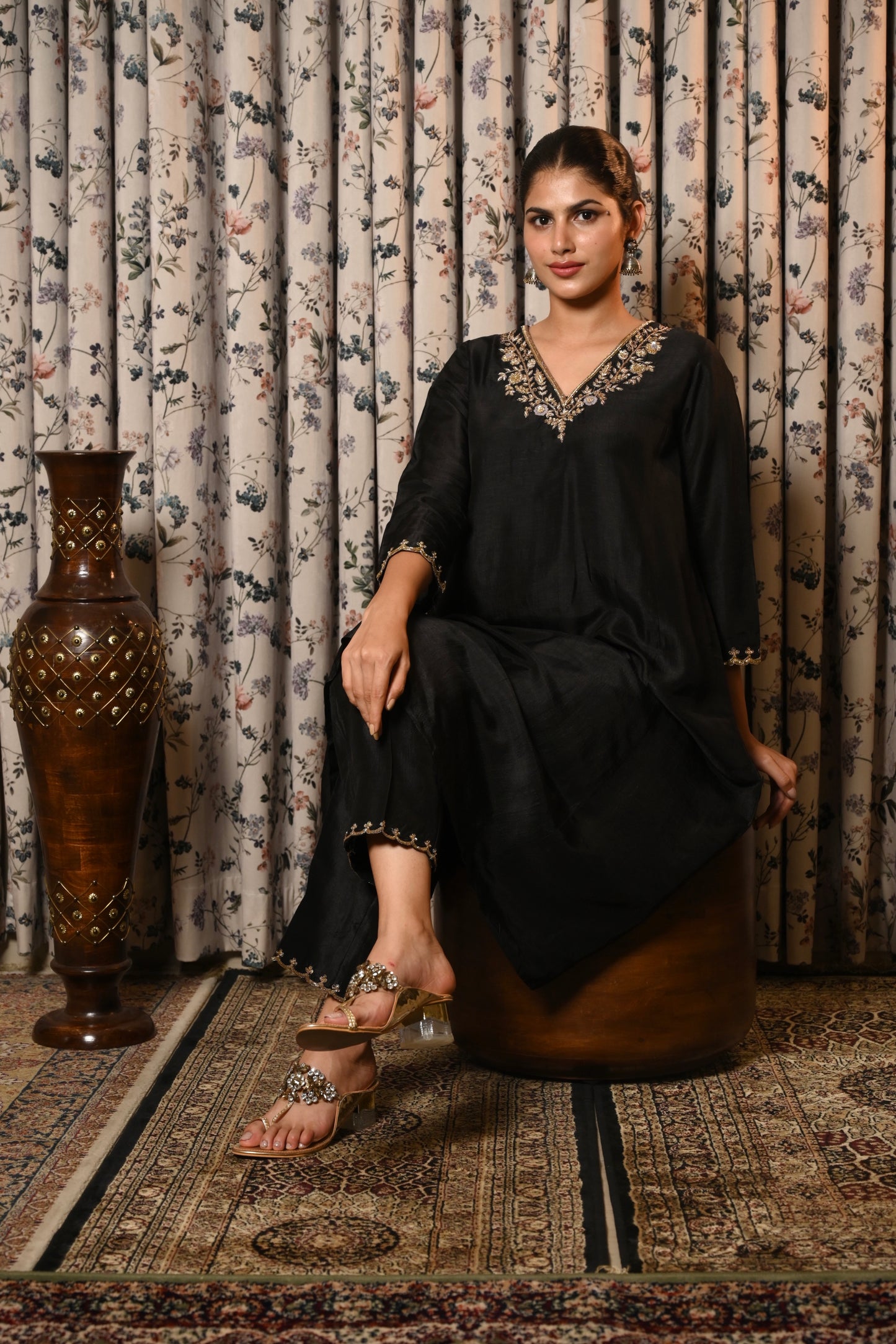 TRIYAMA HAND EMBROIDERED A-LINE KURTI PANT