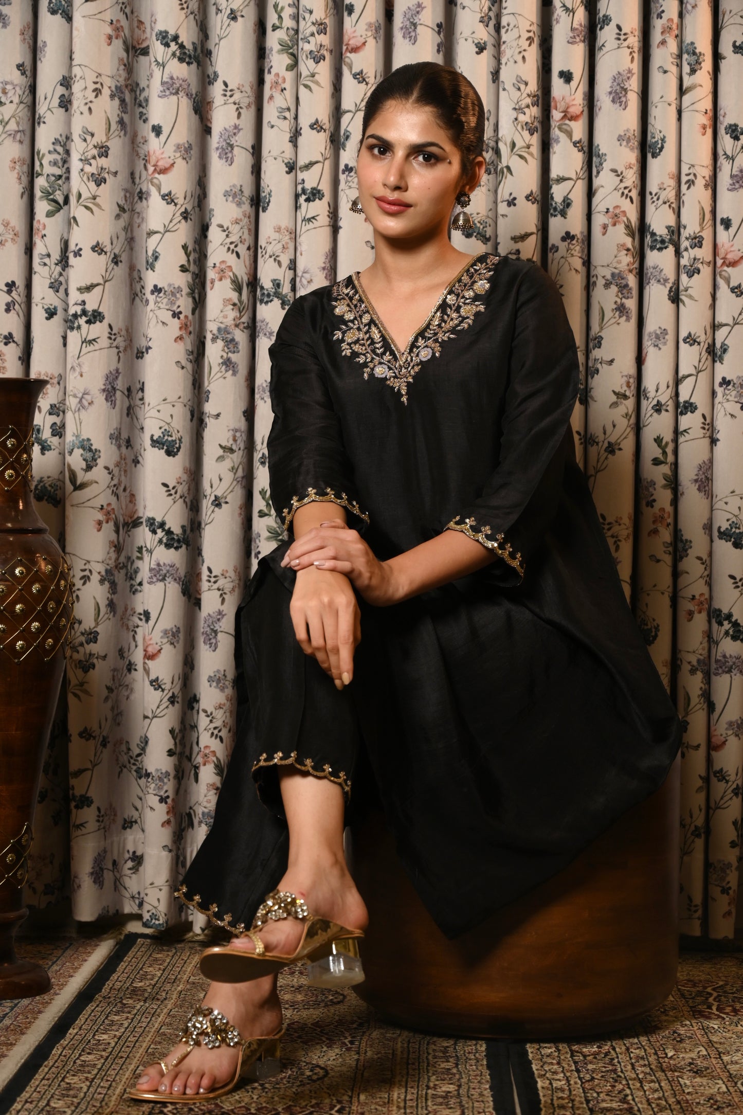 TRIYAMA HAND EMBROIDERED A-LINE KURTI PANT