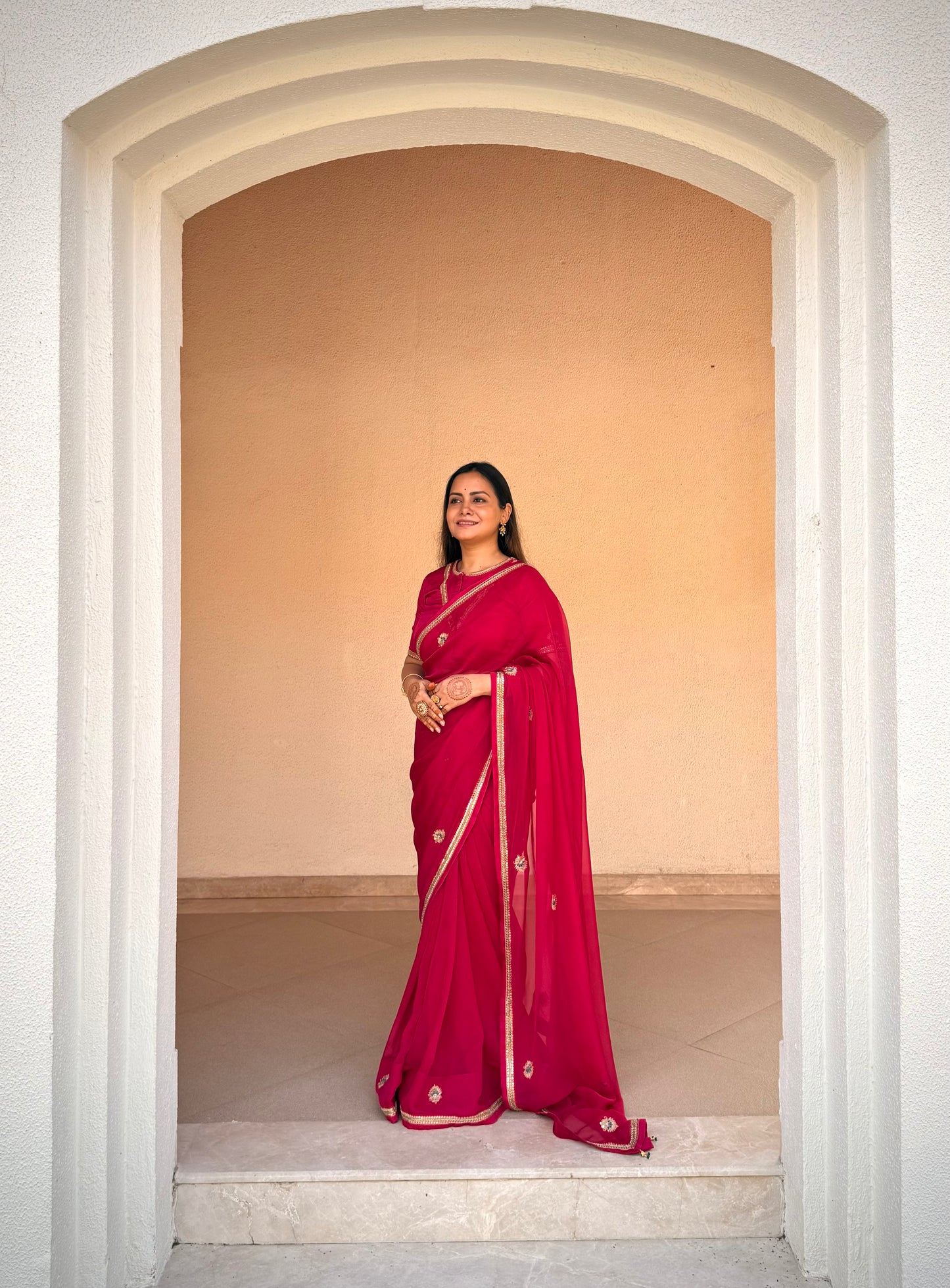 Raatrani Gul pink organza saree