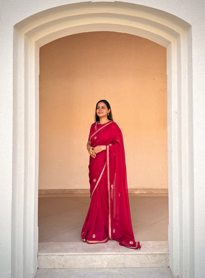 Raatrani Gul pink organza saree