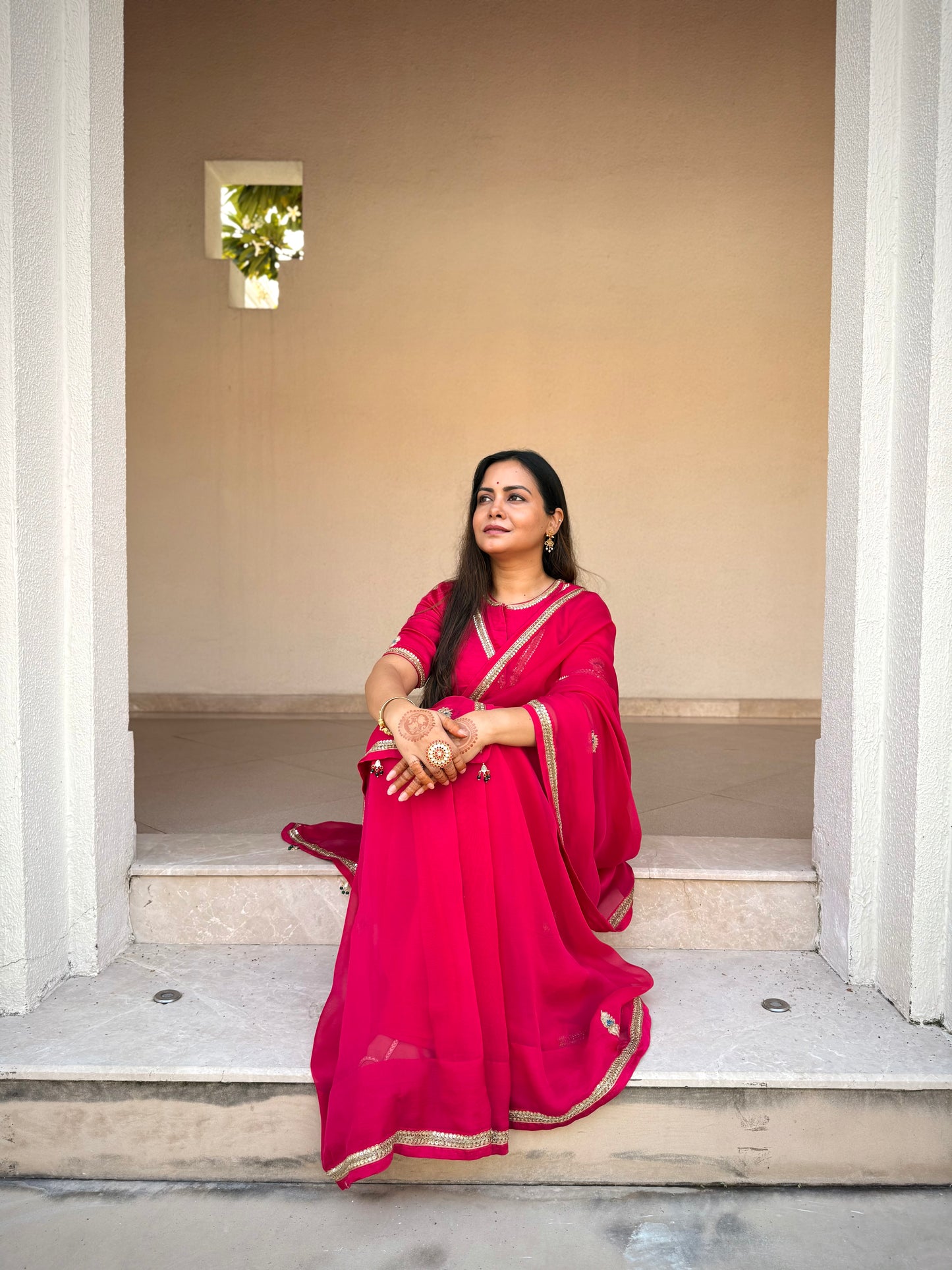 Raatrani Gul pink organza saree