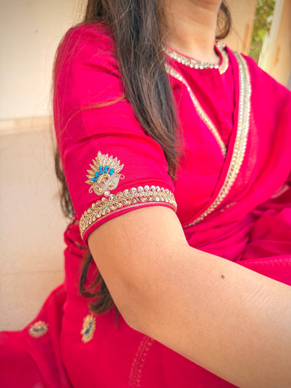 Raatrani Gul pink organza saree