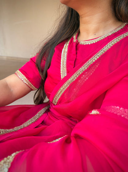 Raatrani Gul pink organza saree