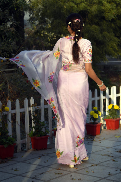 LILAC AFFAIR EMBROIDERED ORGANZA SAREE